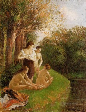  1895 Obras - bañistas 2 1895 Camille Pissarro desnudo impresionista